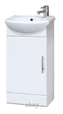 1 Door Cloakroom Vanity Basin Unit 400mm Gloss White