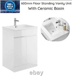 100% Fully Waterproof Bathrooom Vanity Unit 600 L Shape White Furniture WC Unit