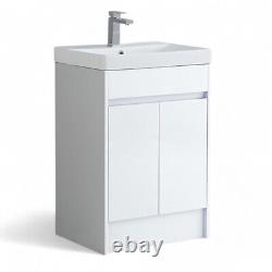 100% Waterproof White Vanity Unit 600mm PVC-INCLUDING DELUXE BASIN