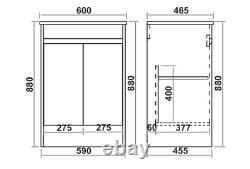 100% Waterproof White Vanity Unit 600mm PVC-INCLUDING DELUXE BASIN