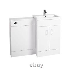 1000mm Bathroom Combination Basin Vanity Unit Modern WC Back to Wall Toilet Pan