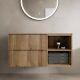 1000mm Bathroom Vanity Unit Countertop Wall Hung Fluted Oak Unit No Basin