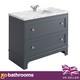 1000mm Bathroom Vanity Unit Traditional Marble Top 2 Drawer Grey Storage Unit