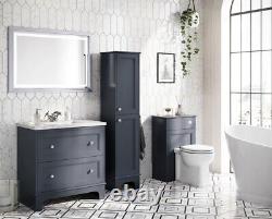 1000mm Bathroom Vanity Unit Traditional Marble Top 2 Drawer Grey Storage Unit