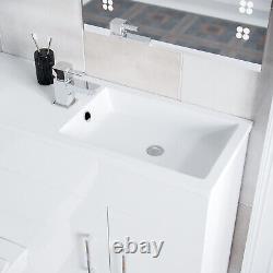 1000mm Slimline Floorstanding Vanity Basin and BTW Combo Unit White Flat Pack