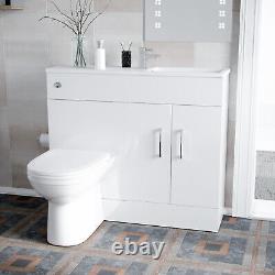 1000mm Slimline Floorstanding Vanity Basin and BTW Combo Unit White Flat Pack