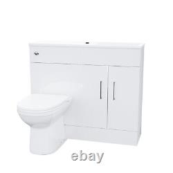 1000mm Slimline Floorstanding Vanity Basin and BTW Combo Unit White Flat Pack