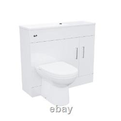 1000mm Slimline Floorstanding Vanity Basin and BTW Combo Unit White Flat Pack