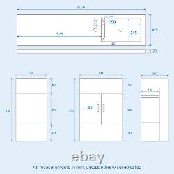 1000mm Slimline Floorstanding Vanity Basin and BTW Combo Unit White Flat Pack