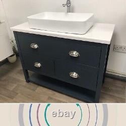 100cm Washstand Bathroom Vanity Unit. Marble Top, Bowl, Waste Painted Any Colour