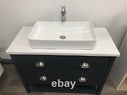 100cm Washstand Bathroom Vanity Unit. Marble Top, Bowl, Waste Painted Any Colour