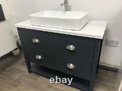 100cm Washstand Bathroom Vanity Unit. Marble Top, Bowl, Waste Painted Any Colour