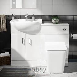 1050 mm BTW WC Toilet Pan & Basin Sink Vanity Unit Bathroom Furniture Laguna