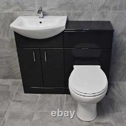 1050mm Bathroom Basin Vanity Sink Unit & Back to Wall Toilet anthracite Gloss