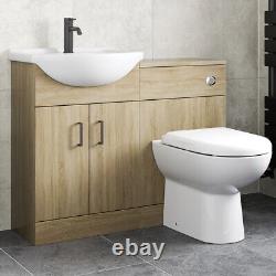 1050mm Bathroom Toilet Vanity Unit Combination Basin Sink Furniture Oak Effect