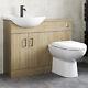 1050mm Bathroom Toilet Vanity Unit Combination Basin Sink Furniture Oak Effect