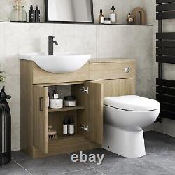 1050mm Bathroom Toilet Vanity Unit Combination Basin Sink Furniture Oak Effect