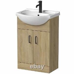 1050mm Bathroom Toilet Vanity Unit Combination Basin Sink Furniture Oak Effect