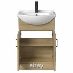 1050mm Bathroom Toilet Vanity Unit Combination Basin Sink Furniture Oak Effect