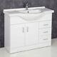 1050mm Bathroom Vanity Unit & Basin Sink Tap + Waste Gloss White Floorstanding