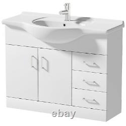 1050mm Floorstanding Bathroom Vanity Unit & Basin Single Tap Hole White Gloss