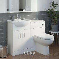 1050mm Toilet and Bathroom Vanity Unit Combined Basin Sink Furniture White NDT