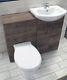 1050mm Walnut Oak Finish Bathroom Furniture Vanity Set Basin Sink + Toilet Unit