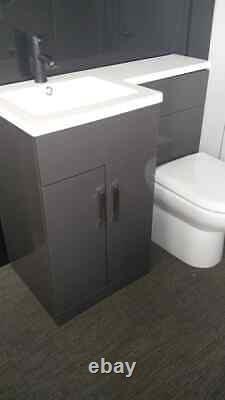 1070mm Bathroom Vanity Unit Basin & Square Toilet Combined Furniture Graphite Gr