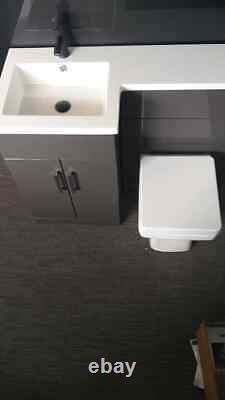 1070mm Bathroom Vanity Unit Basin & Square Toilet Combined Furniture Graphite Gr