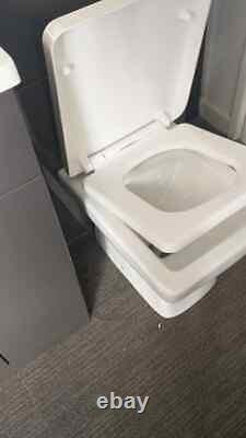 1070mm Bathroom Vanity Unit Basin & Square Toilet Combined Furniture Graphite Gr