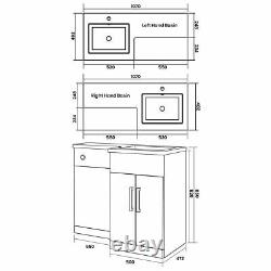 1070mm Bathroom Vanity Unit Basin & Square Toilet Combined Furniture Graphite Gr