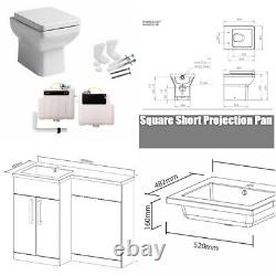 1070mm Bathroom Vanity Unit Basin & Square Toilet Combined Furniture Graphite Gr