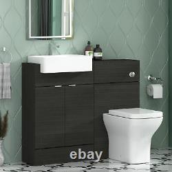 1100 Bathroom Floor Standing Vanity Unit Semi Recessed Basin 2 Door Qubix Toilet