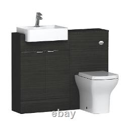 1100 Bathroom Floor Standing Vanity Unit Semi Recessed Basin 2 Door Qubix Toilet