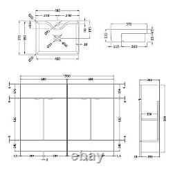 1100 Bathroom Floor Standing Vanity Unit Semi Recessed Basin 2 Door Qubix Toilet