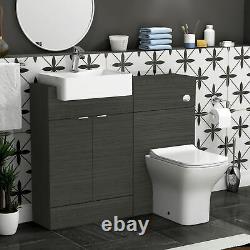 1100 Floor Standing Bathroom Vanity Unit Semi Recessed Basin 2 Door Qubix Toilet
