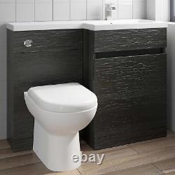 1100 mm Bathroom Vanity Unit Basin Toilet Combined Furniture Right Hand Charcoal