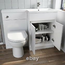 1100 mm Bathroom Vanity Unit Basin Toilet Combined Furniture Right Hand White
