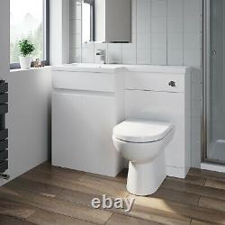 1100mm Bathroom Vanity Unit Basin Sink Toilet Combined Furniture Left Hand White