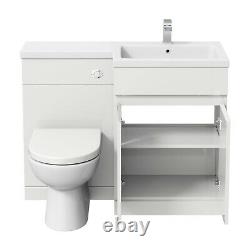 1100mm Bathroom Vanity Unit Basin Sink Toilet Combined Furniture Left Hand White