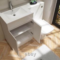 1100mm Bathroom Vanity Unit Basin Sink Toilet Combined Furniture White
