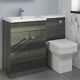 1100mm Bathroom Vanity Unit Basin & Square Toilet Combined Furniture L/hand Grey