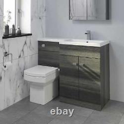 1100mm Bathroom Vanity Unit Basin & Square Toilet Combined Furniture R/Hand Grey