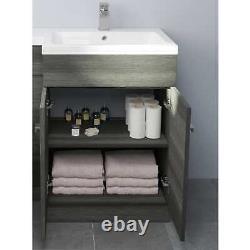 1100mm Bathroom Vanity Unit Basin & Square Toilet Combined Furniture R/Hand Grey