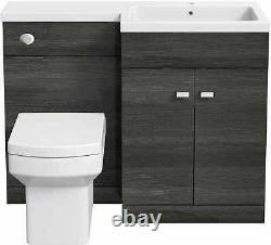 1100mm Bathroom Vanity Unit Basin & Square Toilet Combined Furniture R/Hand Grey