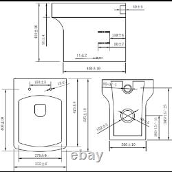 1100mm Bathroom Vanity Unit Basin & Square Toilet Combined Furniture R/Hand Grey