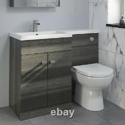 1100mm Bathroom Vanity Unit Basin & Toilet Combined Furniture Left Hand Grey