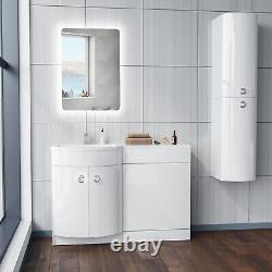 1100mm Freestanding Gloss White Basin Vanity Flat Pack Bathroom + WC Unit Dene