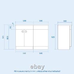 1100mm Freestanding Gloss White Basin Vanity Flat Pack Bathroom + WC Unit Dene