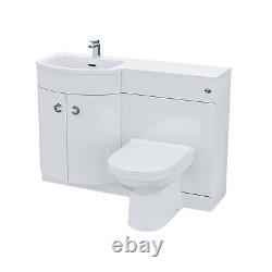 1100mm Gloss White Basin Vanity Flat Pack Bathroom, WC Unit, BTW Toilet Dene